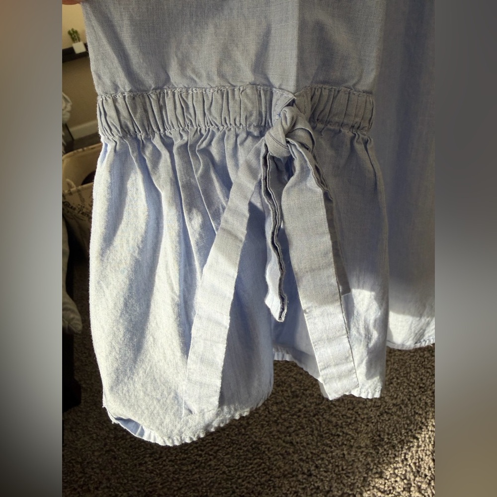 J.Crew Chambray Bell Sleeve Tie Top Light Blue Cotton Blouse Boho Preppy Size L - Picture 4 of 10